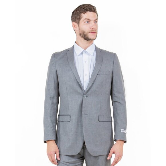 Sharkskin Slim Fit Mens 2-Piece Suit, Grey - Picture 7 of 7